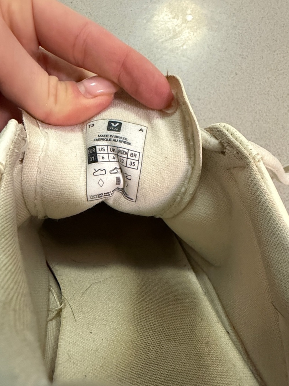 Veja Leather Sneakers in Off-White with Taupe V Logo - Picture 4 of 5
